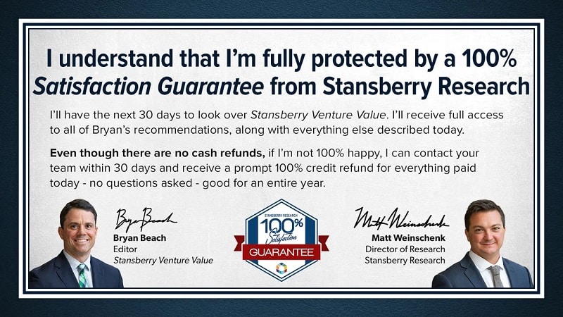 Stansberry Venture Value Refund Policy