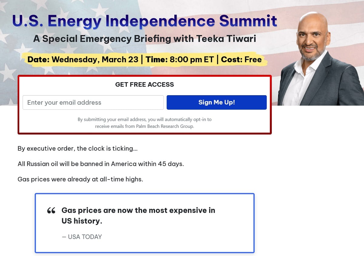 Teeka Tiwari’s Energy Independence Summit