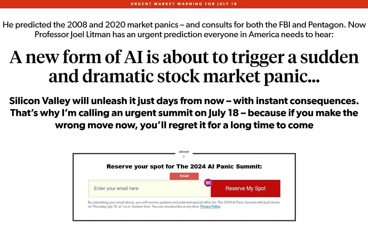 The 2024 AI Panic Summit: Joel Litman Urgent New Prediction