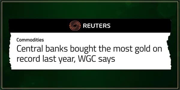 Central banks buying gold, according to Reuters