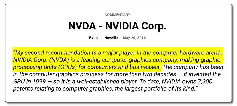 Louis Navellier's Next 50X Nvidia Call